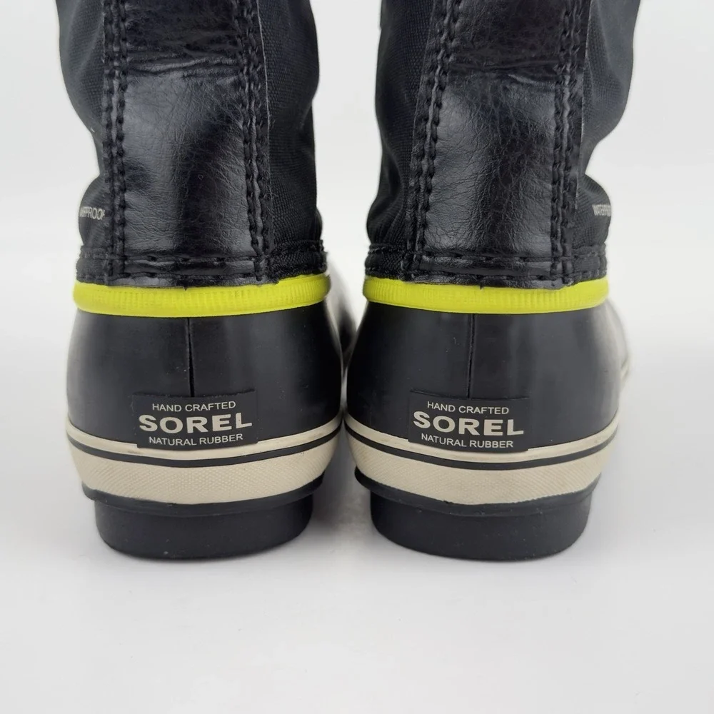 Sorel Yoot Pac Nylon Waterproof Snow Boots Big Kids Youth 5 Black Neon NY5191